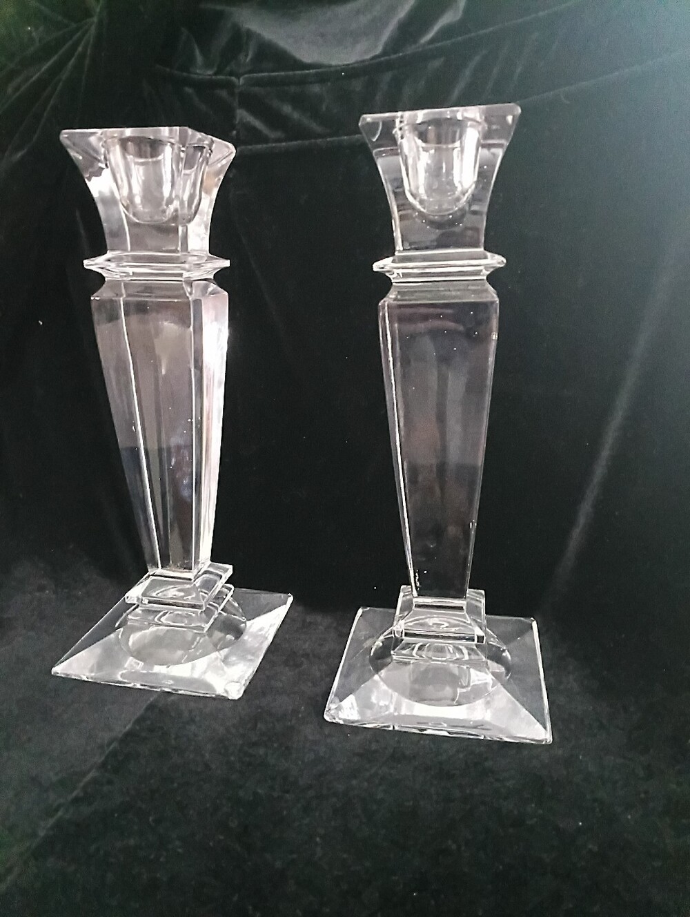 Lead Crystal Taper Candle Holders - Set of 2